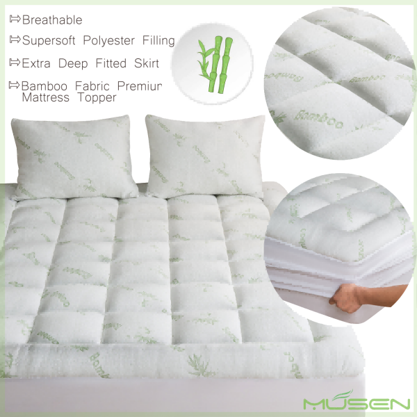Bamboo Mattress Topper Twin Cooling Breathable Extra Plush Top Mattress Pad Rayon Cooling Ultra Soft
