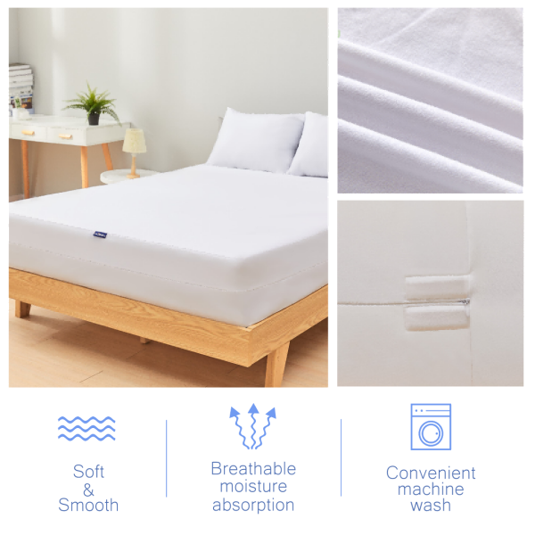 Premium Cotton terry zippered Mattress Encasement - Waterproof Mattress Protector